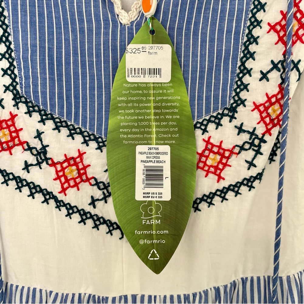 FARM RIO x ANTHROPOLOGIE Pineapple Beach Embroidered Maxi Dress - Picture 7 of 11